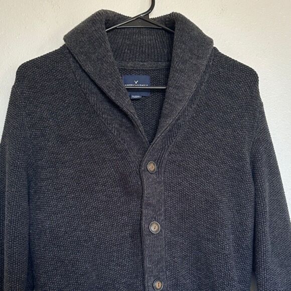 American Eagle Cardigan Sweater Mens XS Pockets Lapel Chunky Grandpa Preppy Fall - Picture 2 of 11